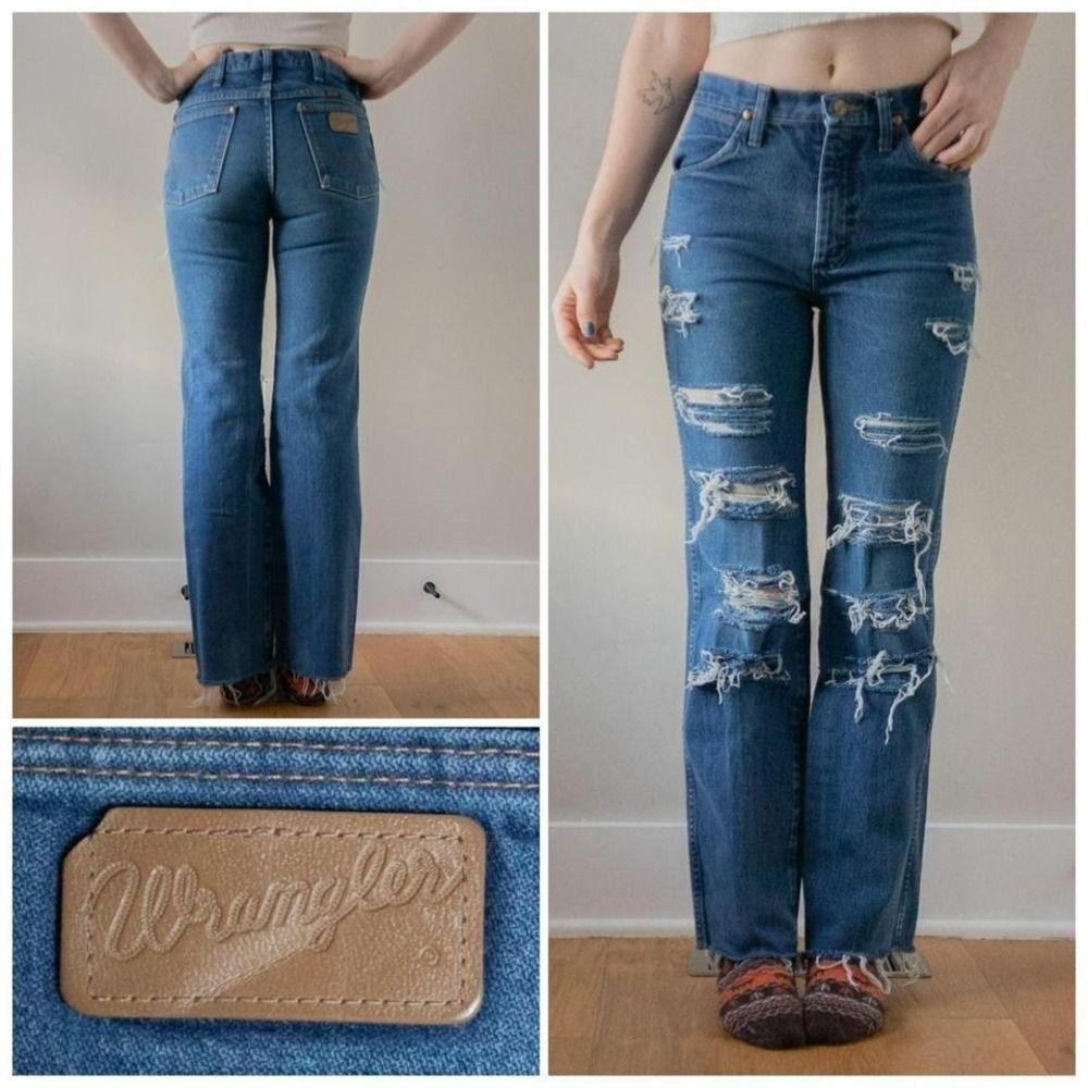Vintage 90s Wrangler Ripped Distressed straight leg Classic Women's jeans